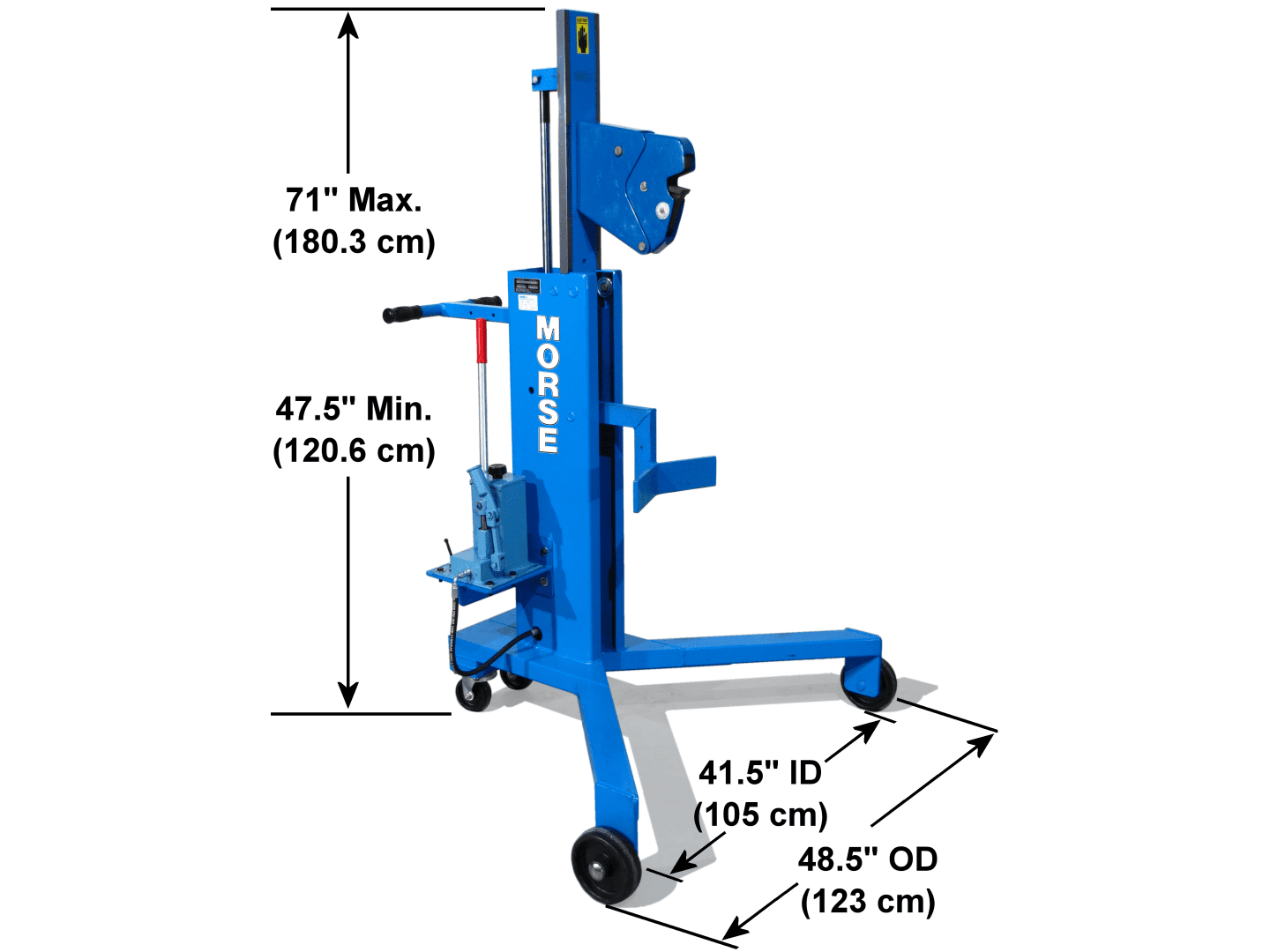 Morse 82HM drumlifter/palletizer, rimmed drum, manual lift, spark
